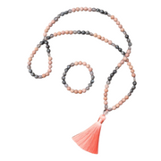 Collier + Bracelet : Onyx gris, Labradorite, Pierre de lune